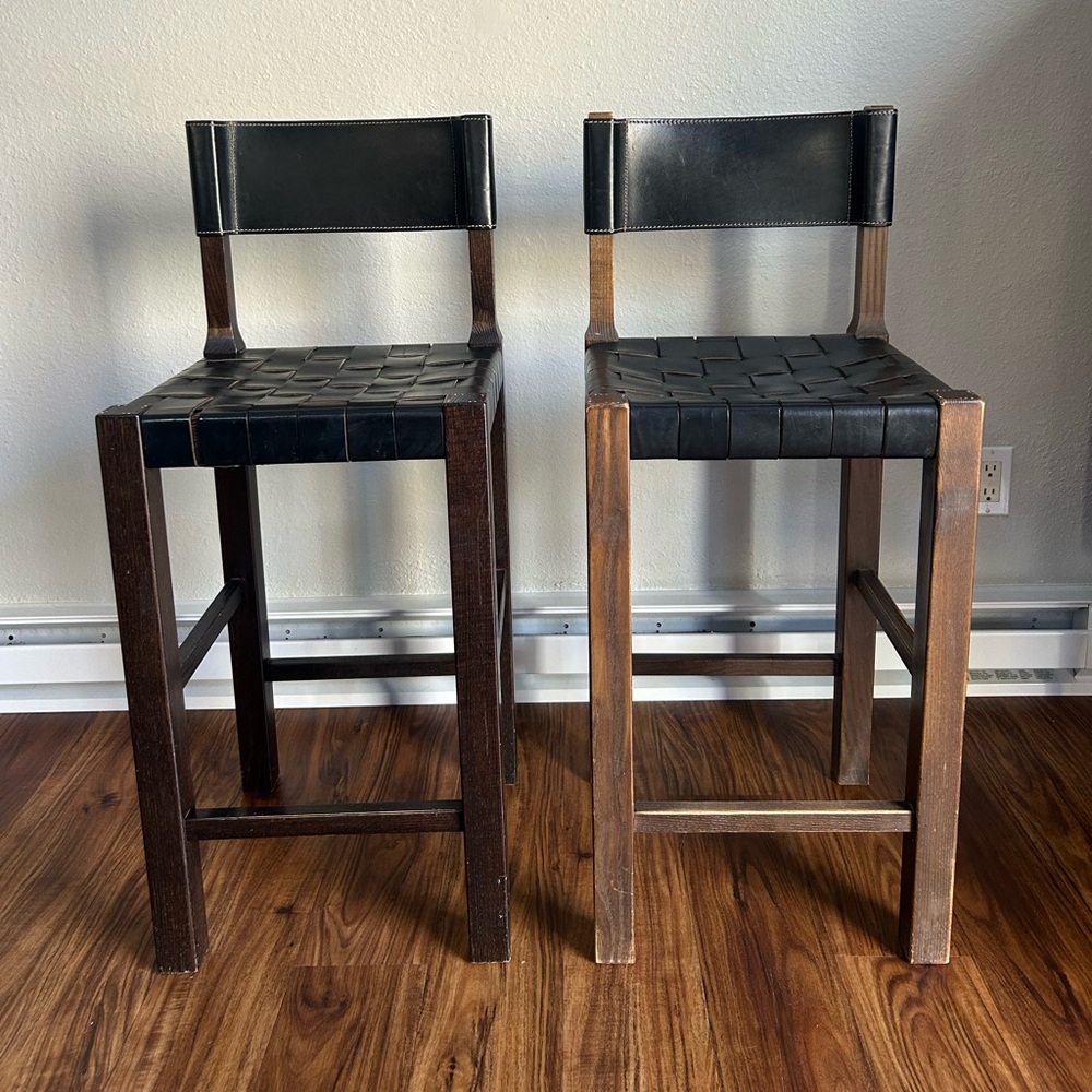Henry Beguelin Woven Counter Stools